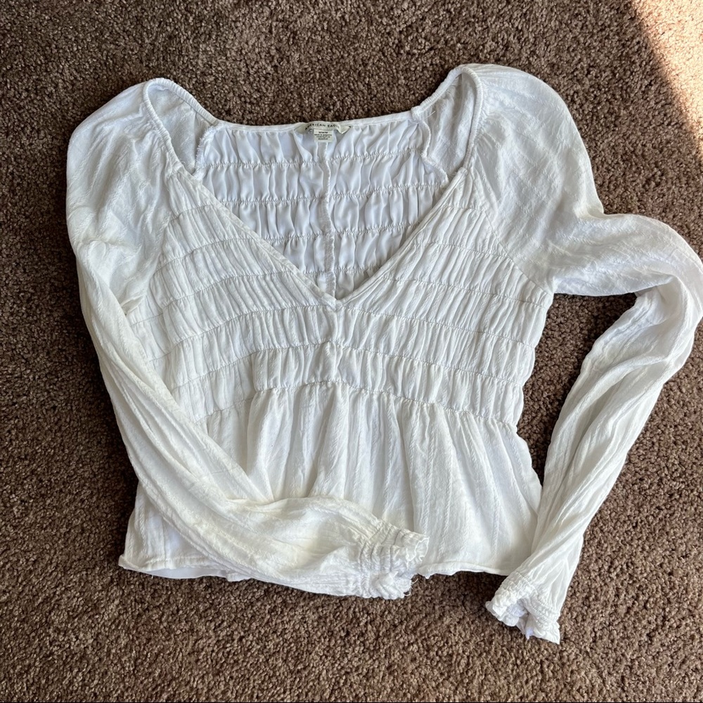 American Eagle Gauzy White Top
